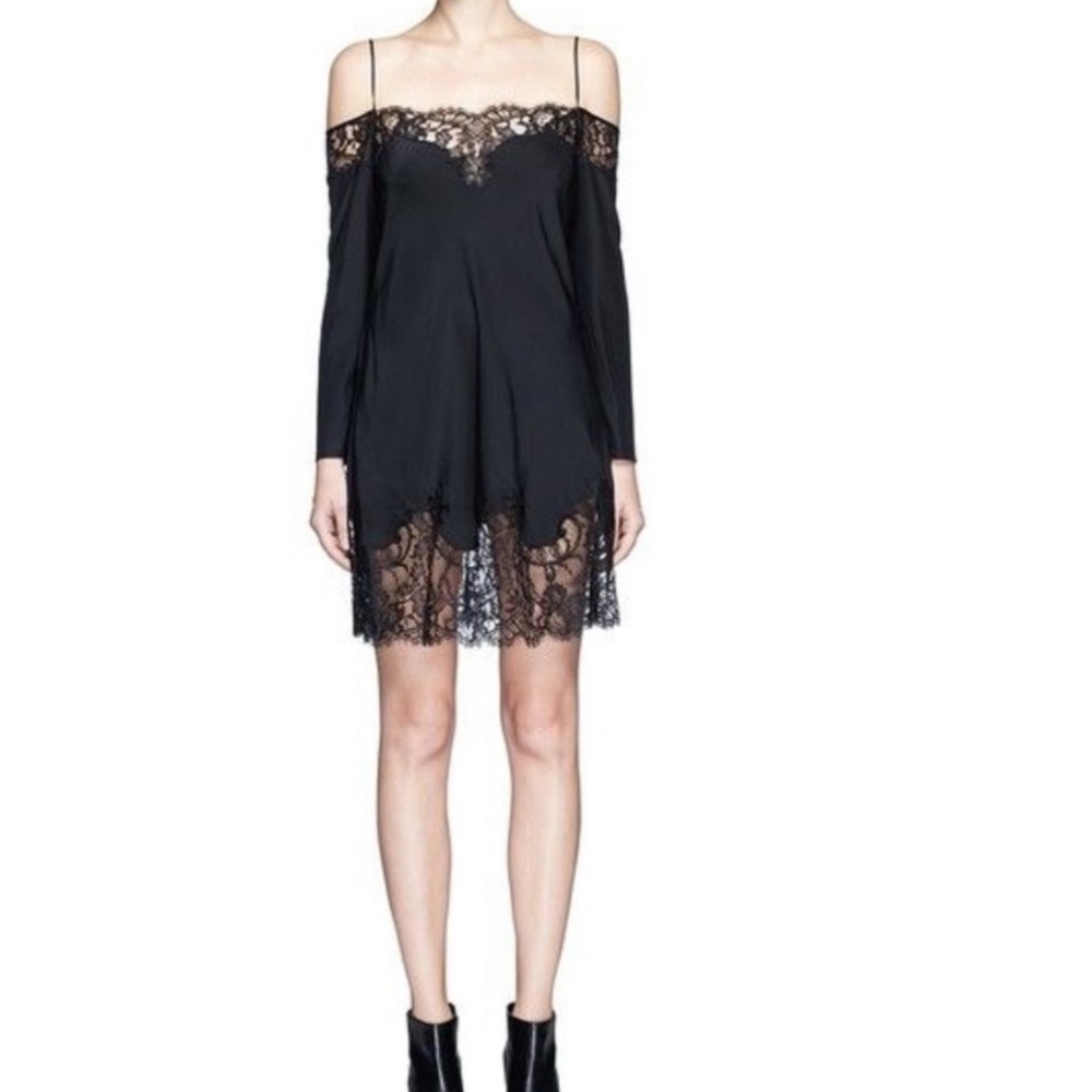 GIVENCHY] NWT Luxury Silk Floral Lace Off shoulder Slip Dress